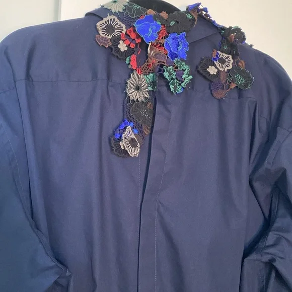 Sacai 3492 fabulous top/tunic/dress blue with unique embroidery, size L - Picture 8 of 15